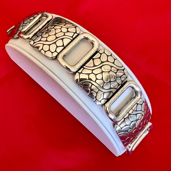 Brighton Pebble Design Wide Panel Link Bracelet Silver Plated Adjustable - Picture 2 of 10